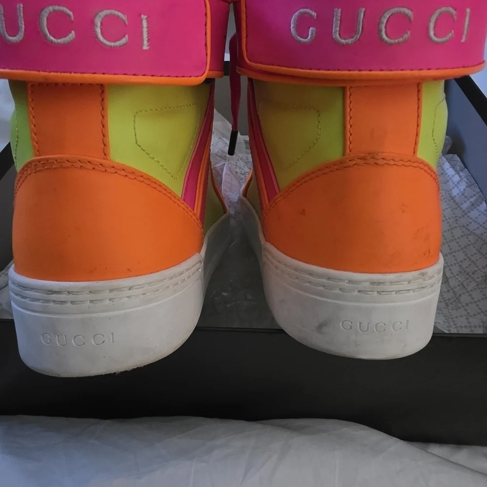 Gucci Neon High-Top Sneakers | Fluorescent Leather | EU 40.5- Box Included